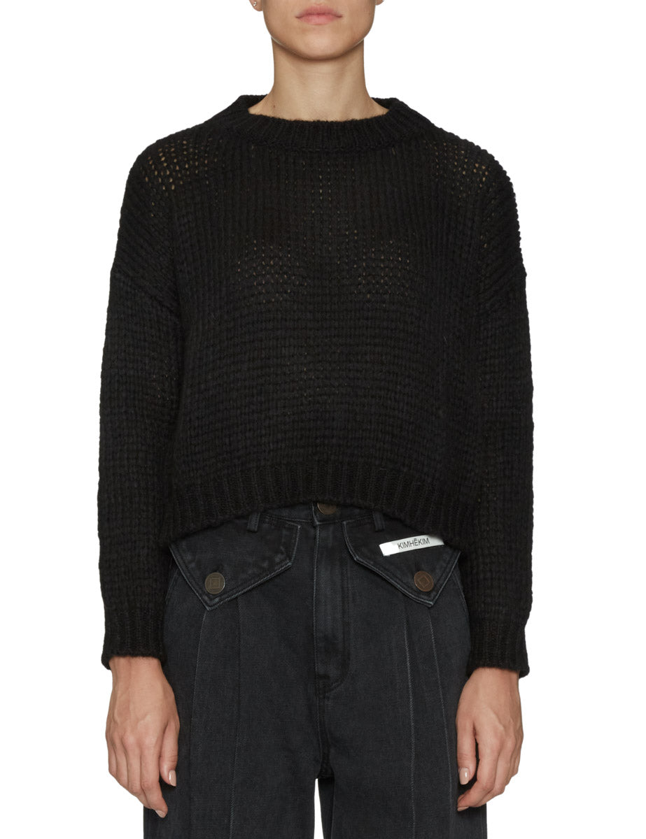pullover alpaca nero - roberto collina - pullover