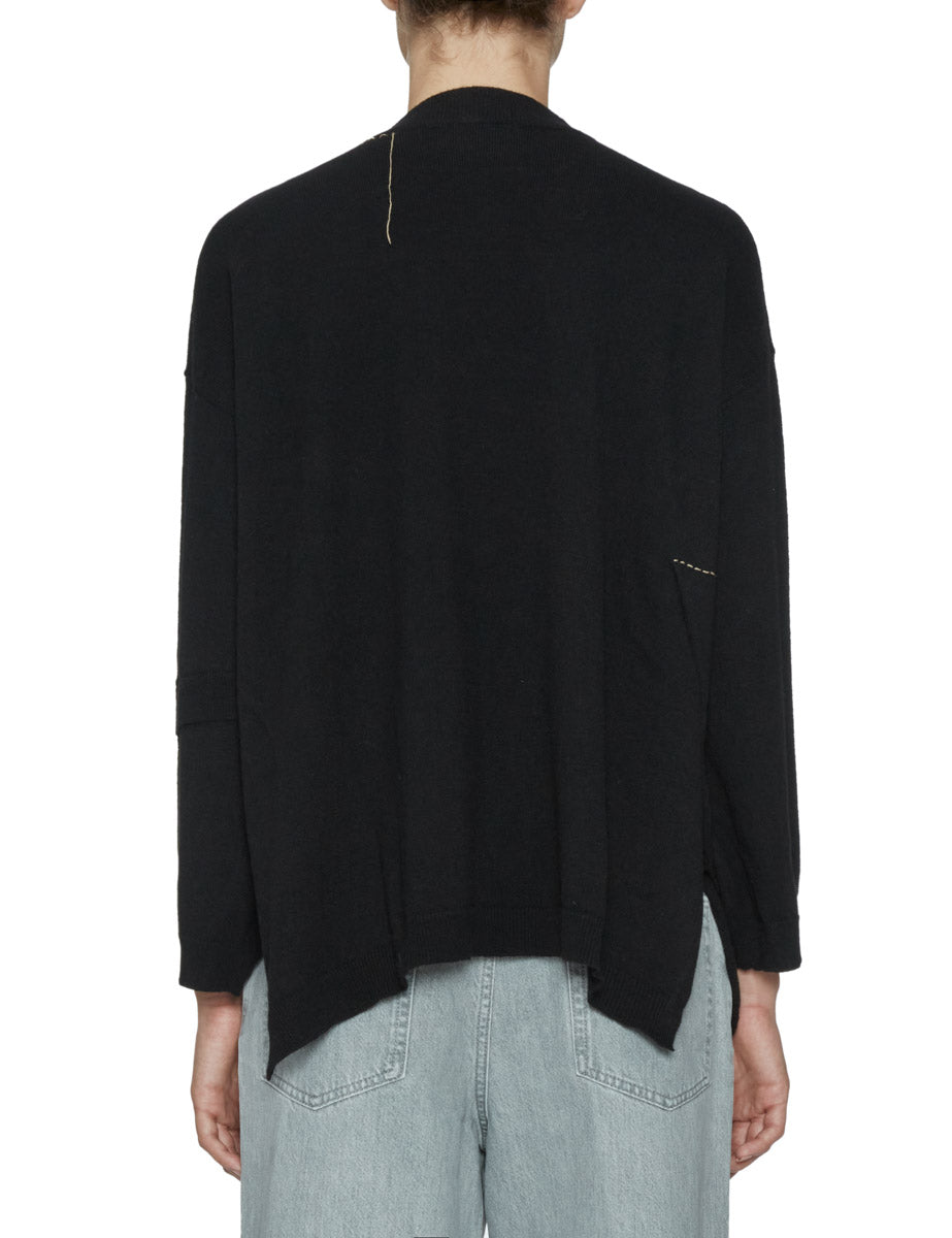 pullover asimmetrico ricamo nero - jei - o - pullover