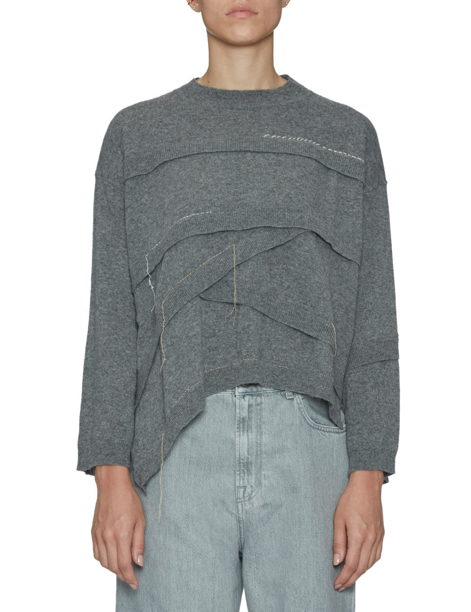 pullover asimmetrico ricamo stone - jei - o - pullover