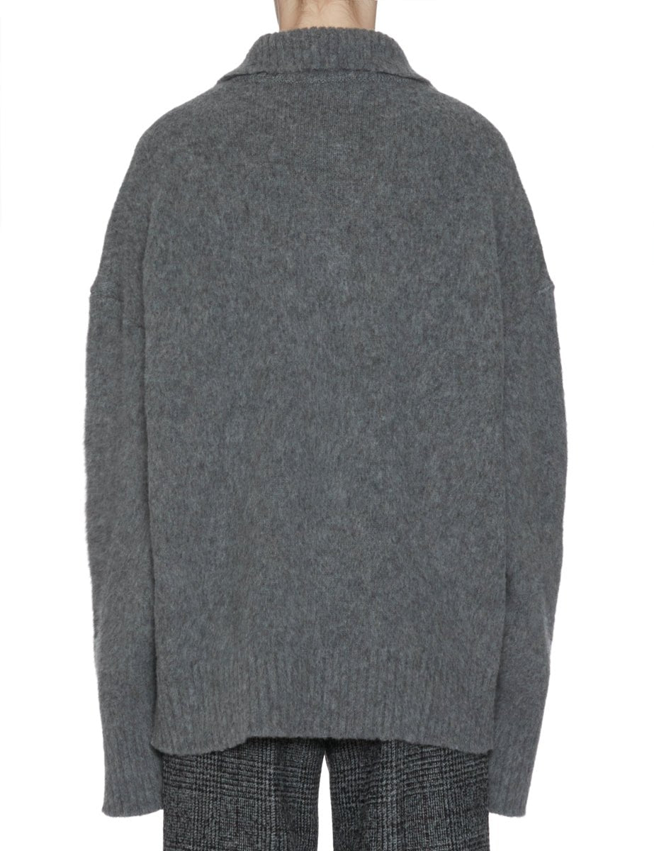 pullover bottone gioiello grigio melange - n21 alessandro dell'acqua - pullover