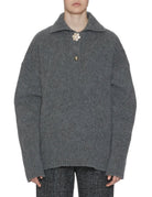 pullover bottone gioiello grigio melange - n21 alessandro dell'acqua - pullover