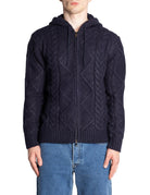 pullover cappuccio maglia lavorata blu navy - alley docks - pullover