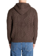 pullover cappuccio maglia lavorata marrone - alley docks - pullover