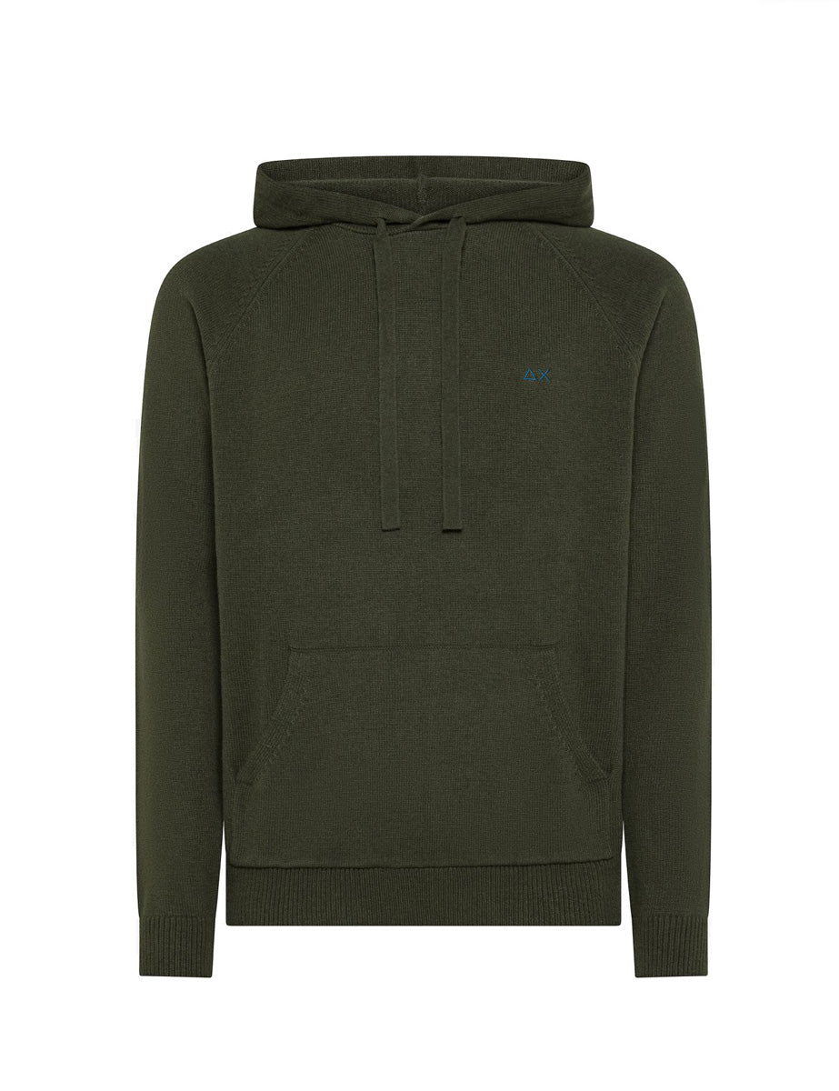pullover cappuccio misto cashmere militare - sun68 - pullover