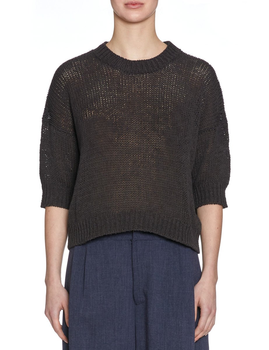 pullover cotone fettuccia moro - roberto collina - pullover