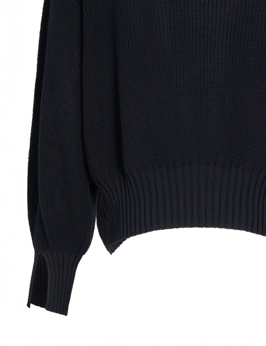 pullover cotone manica pipistrello blu navy - roberto collina - pullover