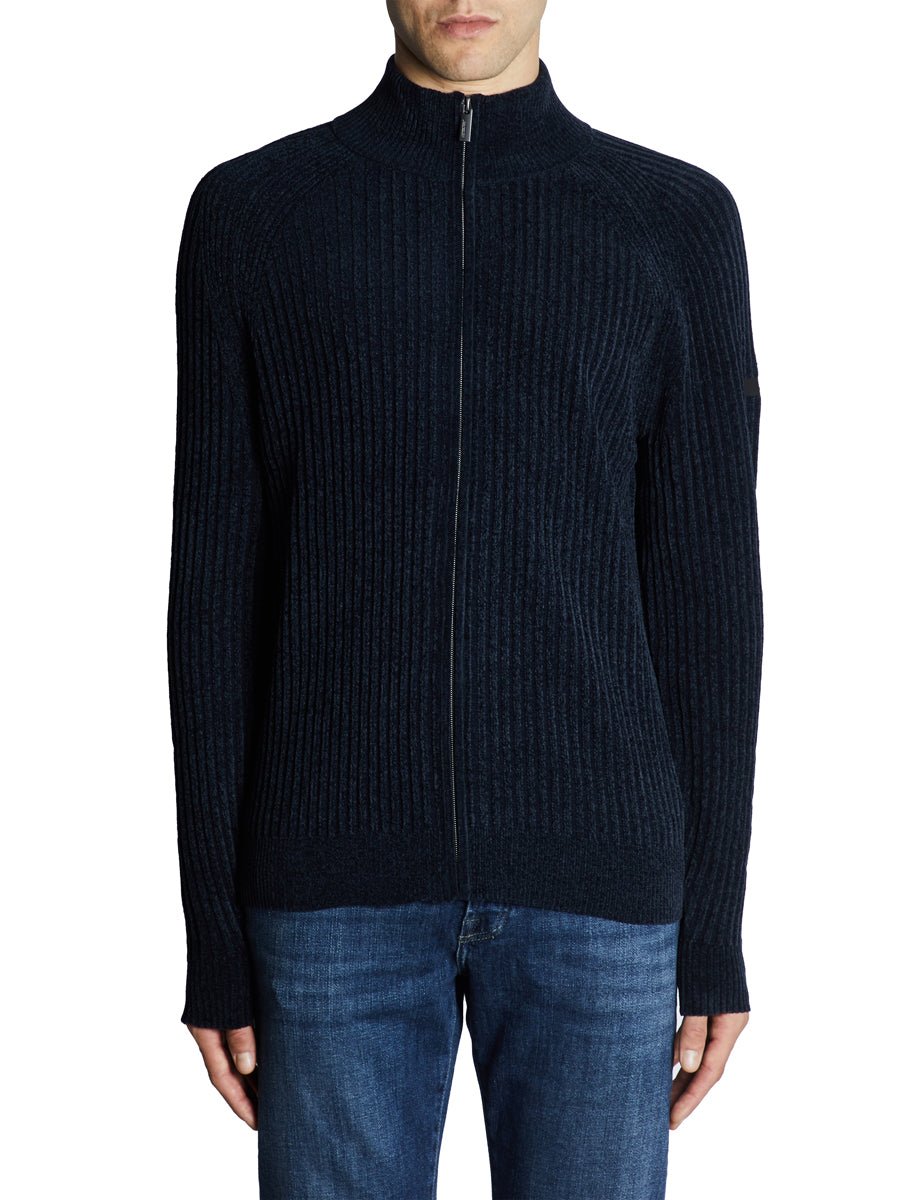 pullover full zip ciniglia blu - rrd - pullover