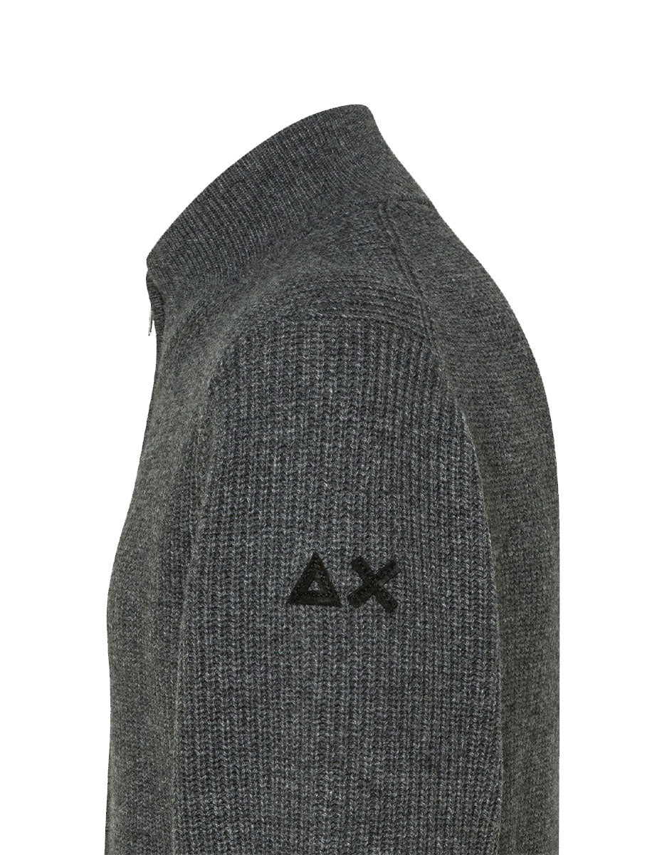 pullover full zip costa inglese grigio scuro - sun68 - pullover