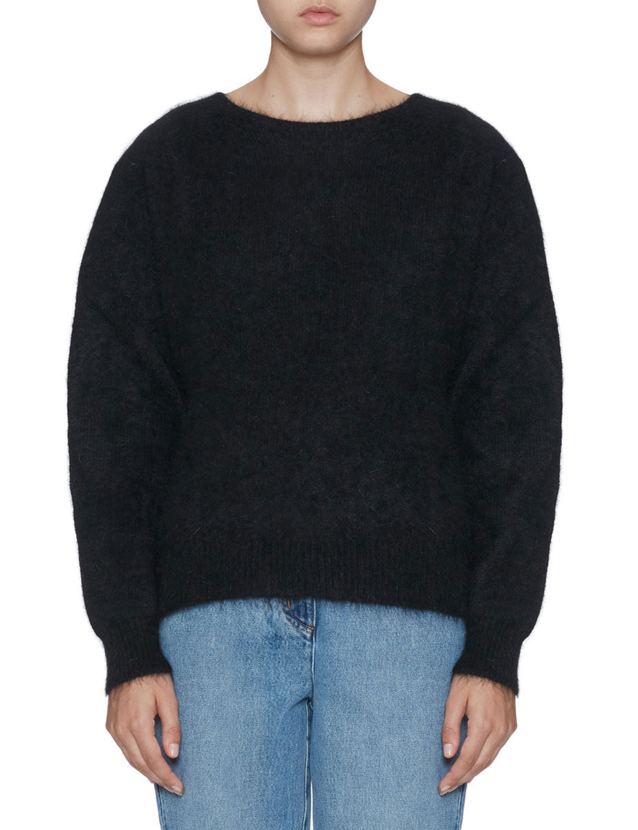pullover girocollo angora nero - roberto collina - pullover