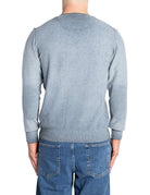 pullover girocollo azzurro grigio - bob - pullover