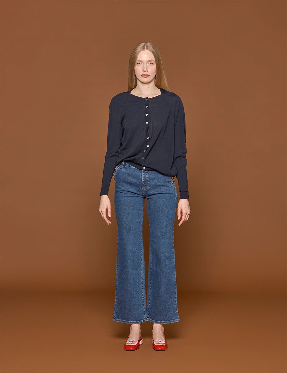 pullover girocollo blu - vivetta - pullover