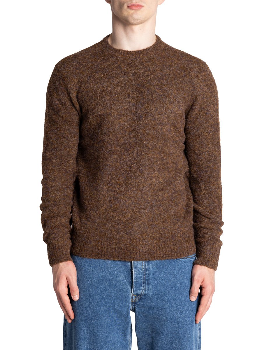 pullover girocollo bouclé marrone - alley docks - pullover