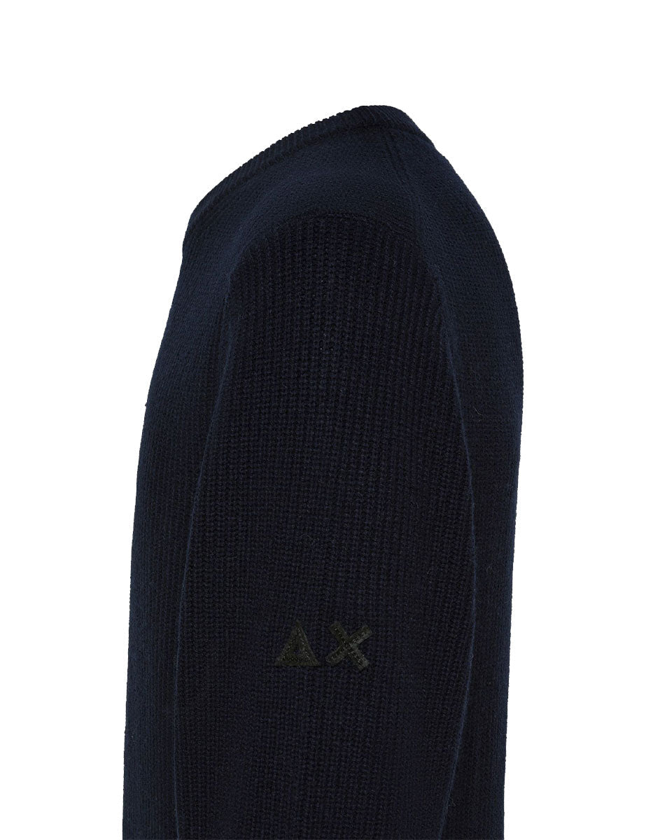 pullover girocollo costa inglese blu navy - sun68 - pullover