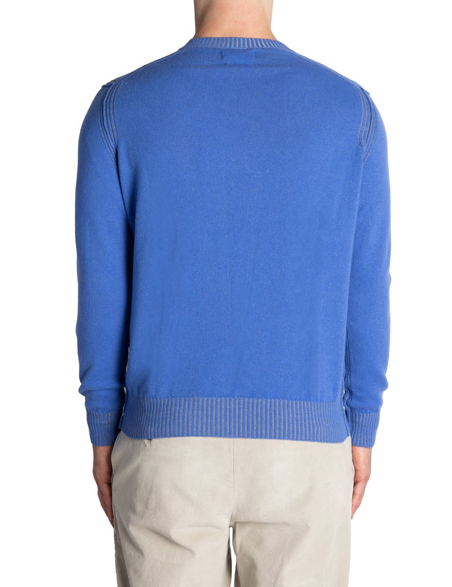 pullover girocollo coste laterali azzurro elettrico - jurta - pullover