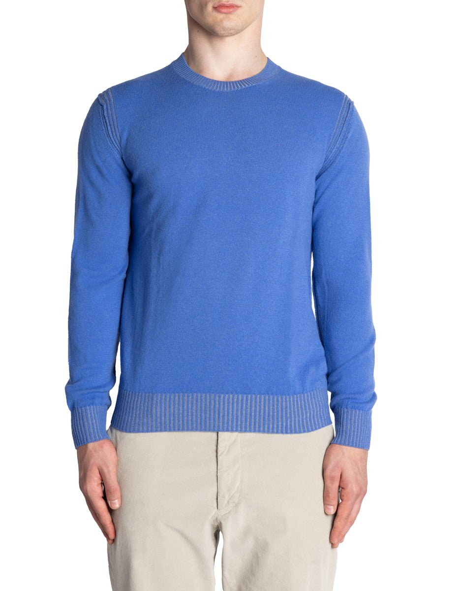 pullover girocollo coste laterali azzurro elettrico - jurta - pullover