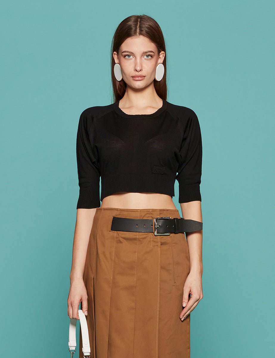 pullover girocollo cropped nero - n21 alessandro dell'acqua - pullover