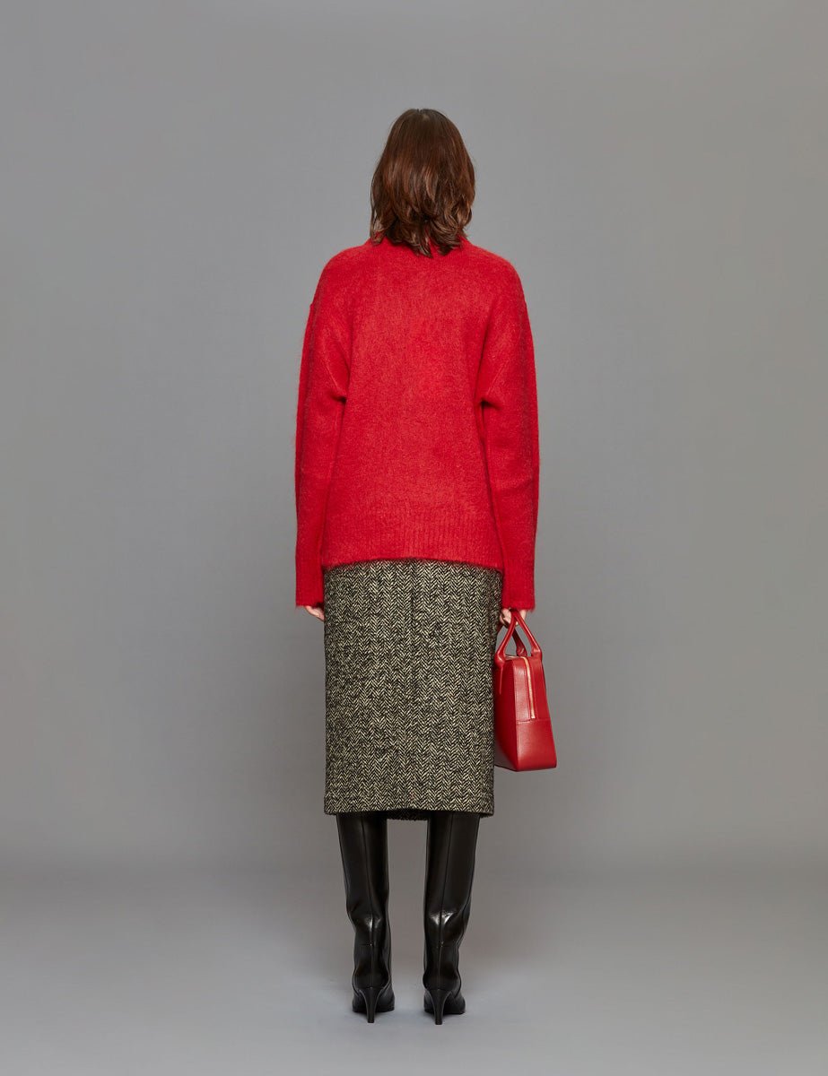 pullover girocollo fluffy red - Frida SRL