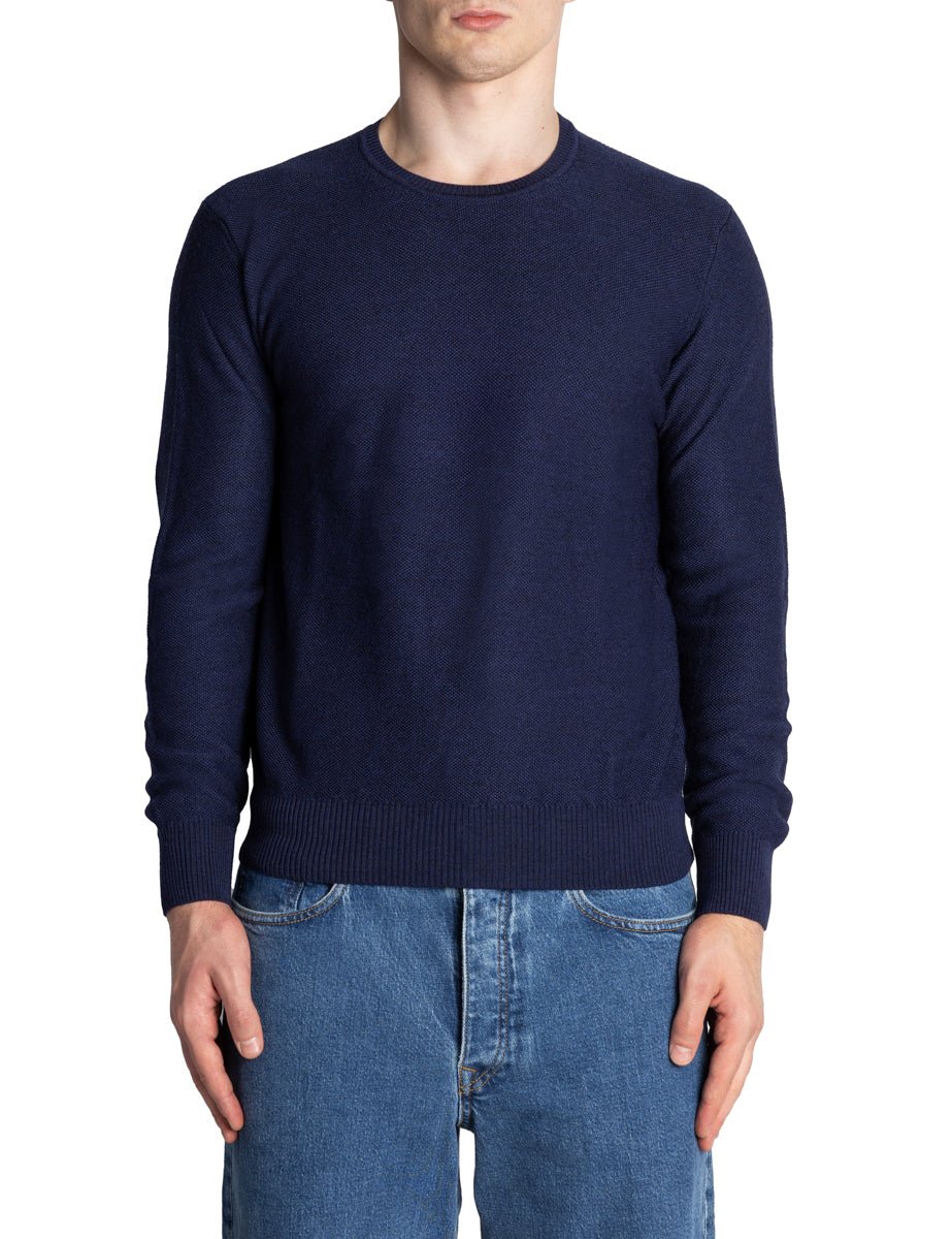 pullover girocollo grana di riso blu navy - jurta - pullover