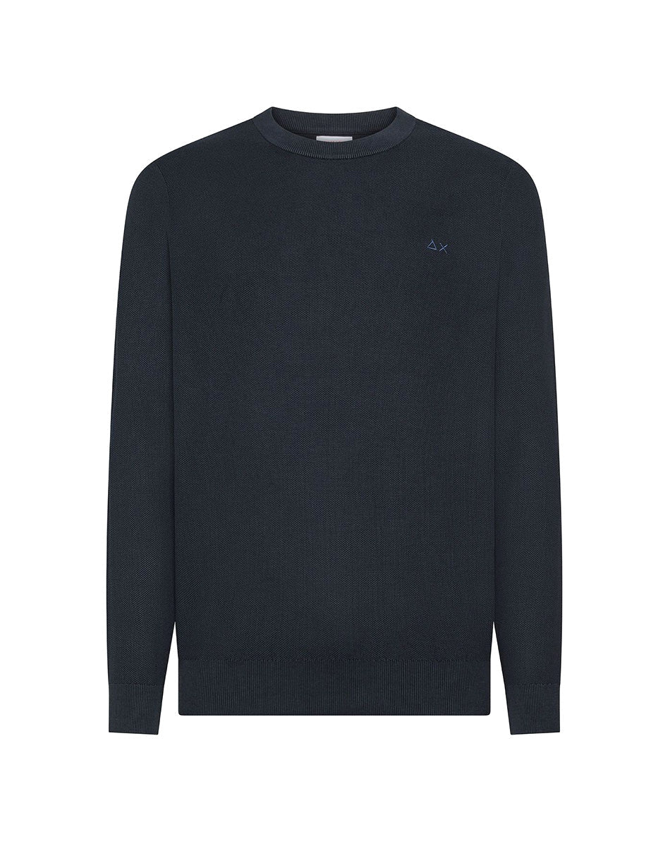 pullover girocollo grana di riso blu navy - sun68 - pullover