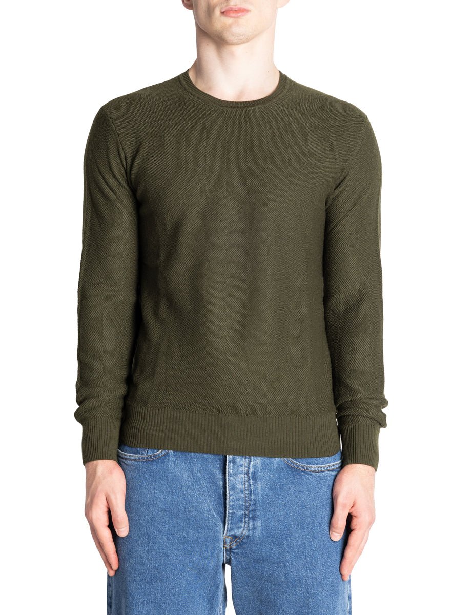 pullover girocollo grana di riso verde - jurta - pullover