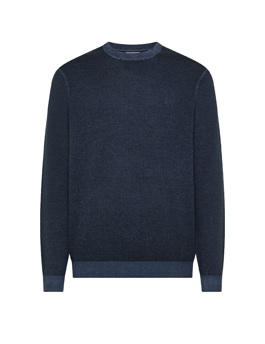 pullover girocollo grana di riso vintage blu navy - sun68 - pullover