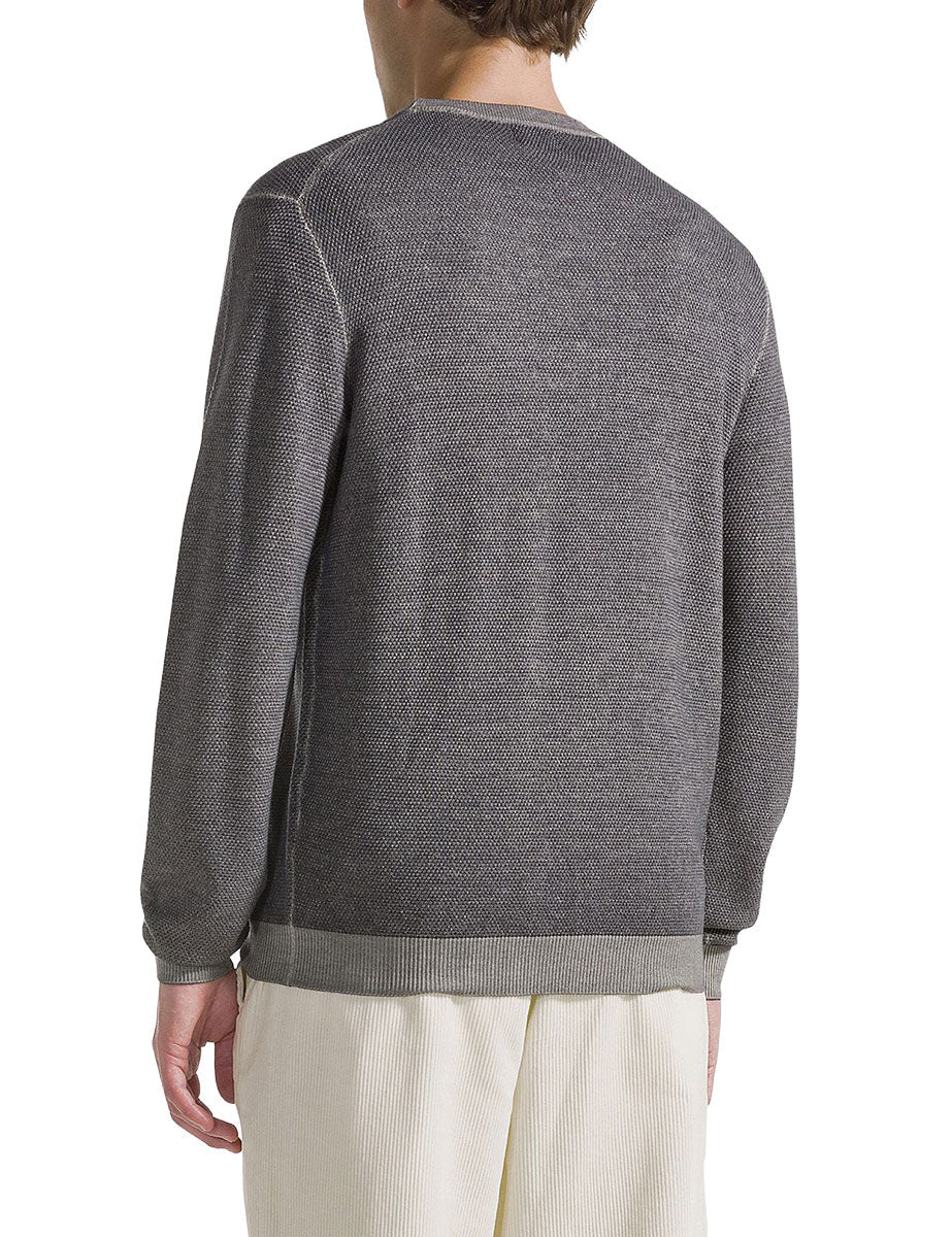 pullover girocollo grana di riso vintage grigio - sun68 - pullover