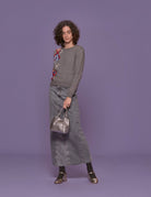 pullover girocollo intarsio grigio - Frida SRL