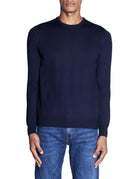 pullover girocollo lana merinos blu - barba - pullover