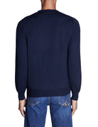 pullover girocollo lana merinos blu - barba - pullover
