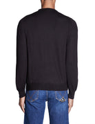 pullover girocollo lana merinos nero - barba - pullover