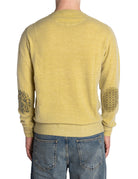 pullover girocollo lana toppe gomito giallo cedro - bob - pullover