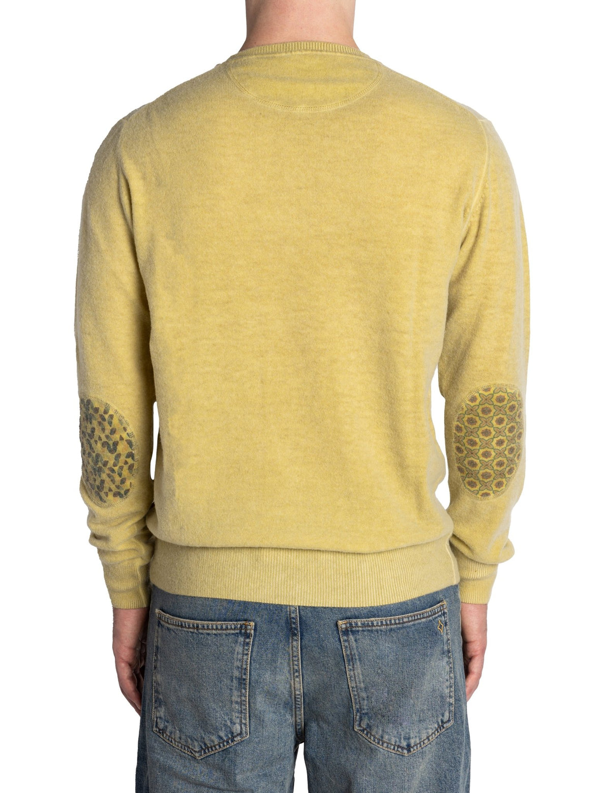 pullover girocollo lana toppe gomito giallo cedro - bob - pullover