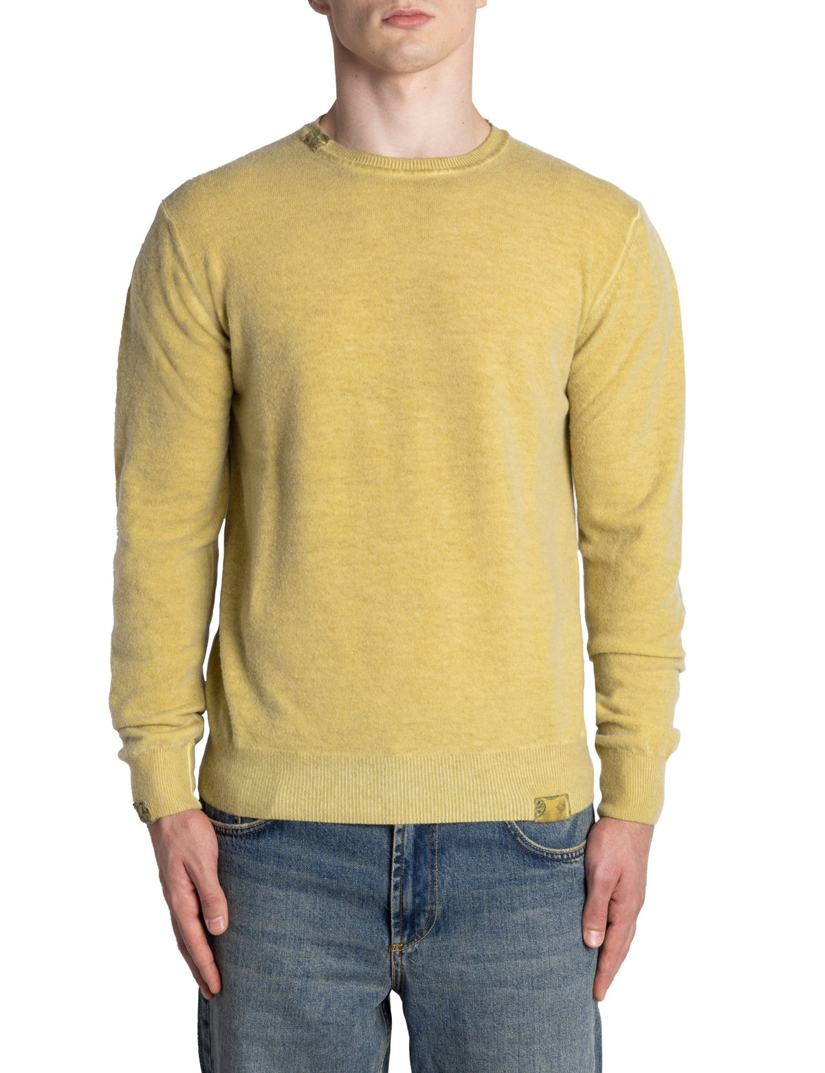 pullover girocollo lana toppe gomito giallo cedro - bob - pullover