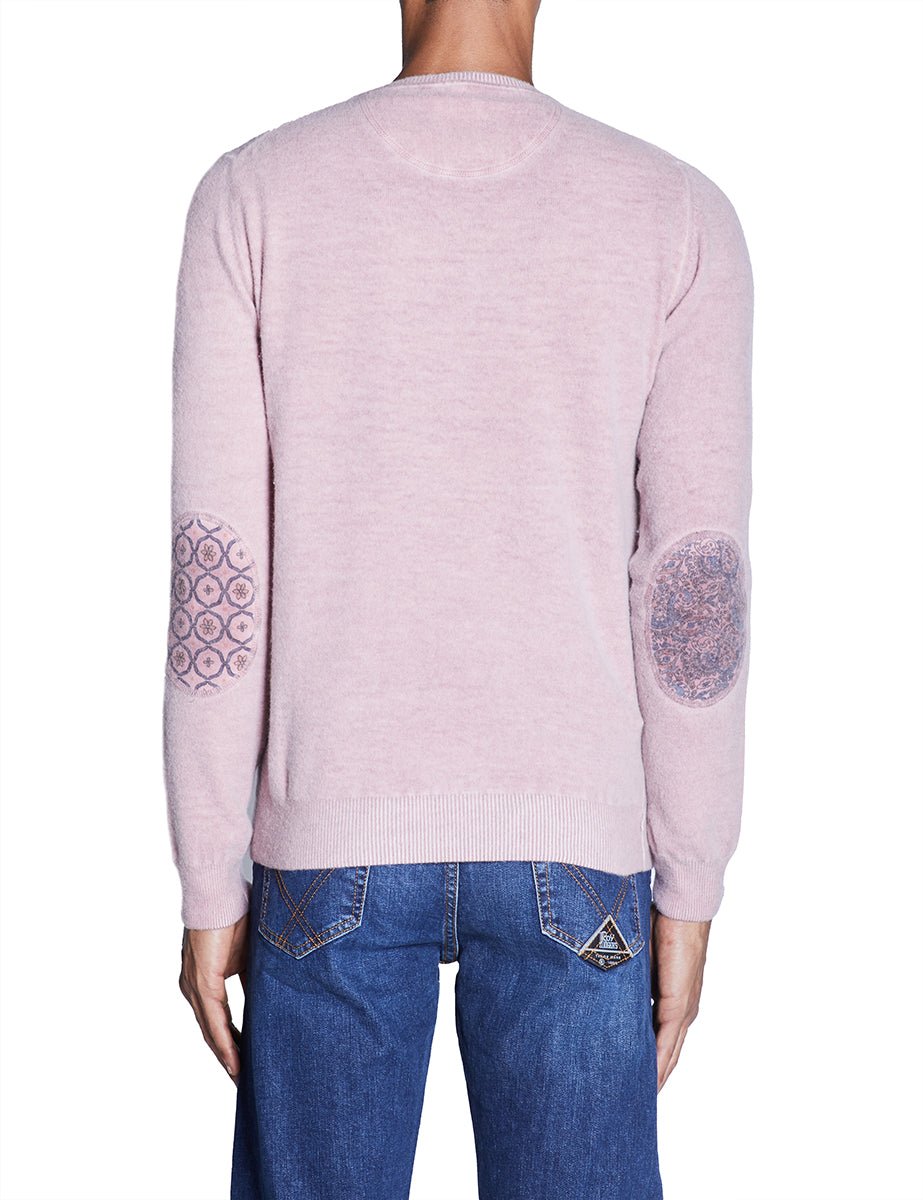 pullover girocollo lana toppe gomito rosa - bob - pullover