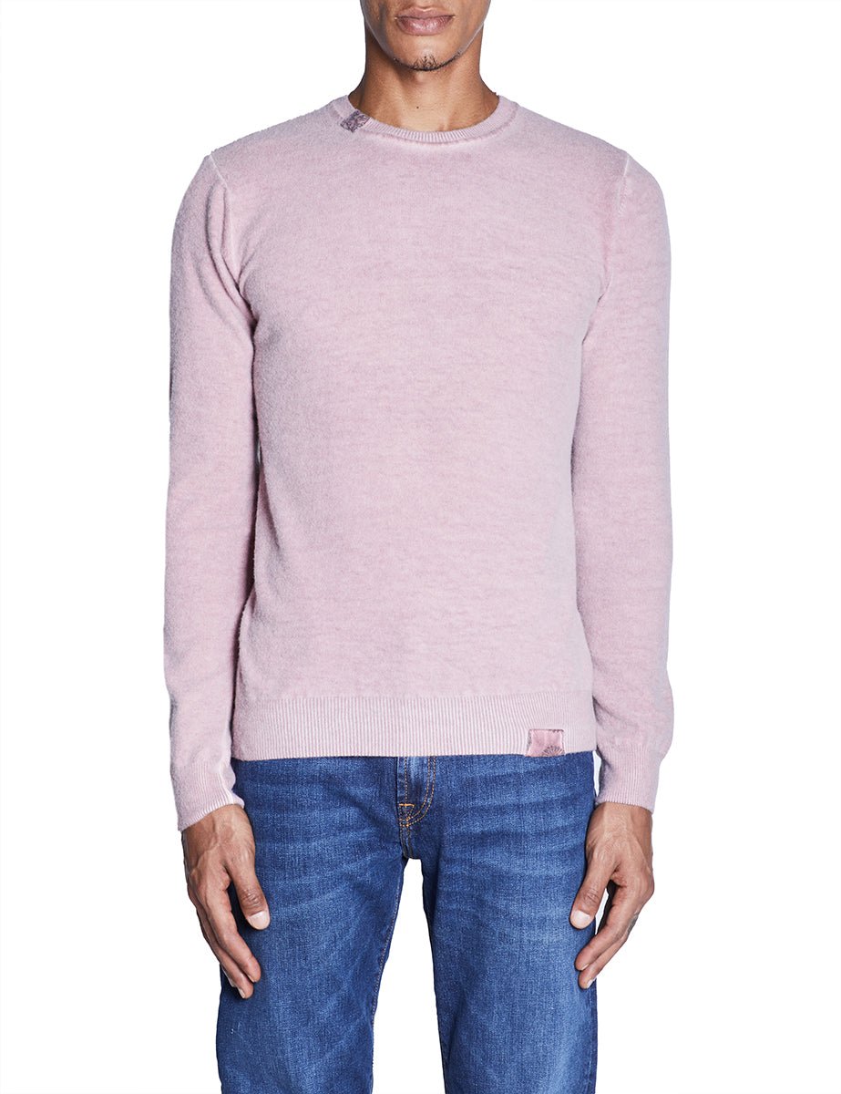 pullover girocollo lana toppe gomito rosa - bob - pullover