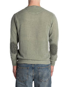 pullover girocollo lana toppe gomito verde militare - bob - pullover