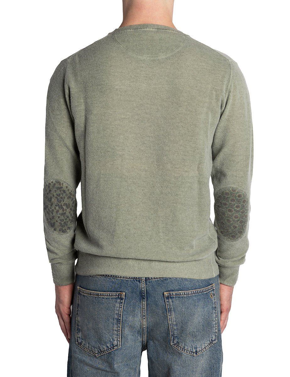 pullover girocollo lana toppe gomito verde militare - bob - pullover