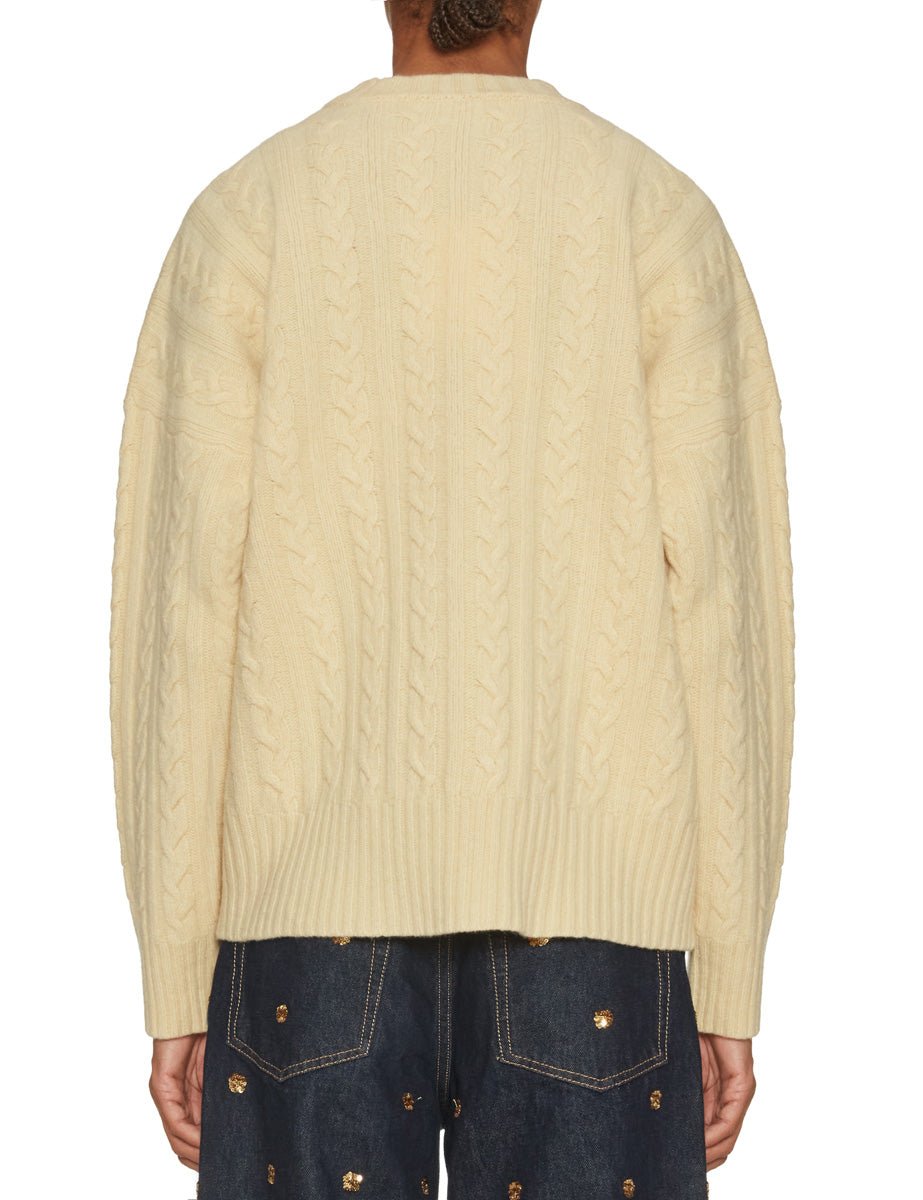 pullover girocollo lana trecce burro - rohe - pullover