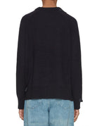 pullover girocollo maglia rouches blu scuro - beatrice b - pullover