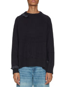 pullover girocollo maglia rouches blu scuro - beatrice b - pullover
