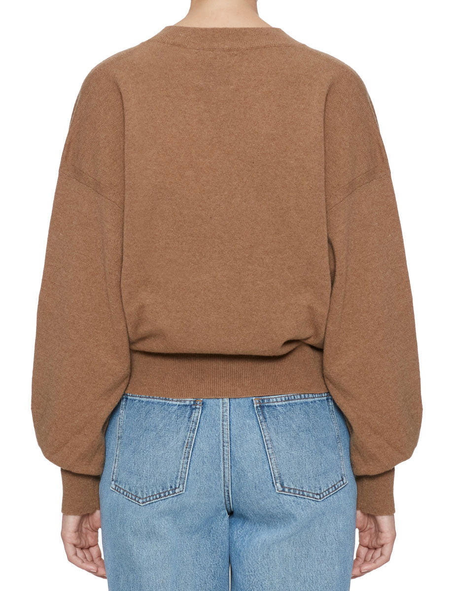 pullover girocollo manica palloncino cannella - jei-o - pullover