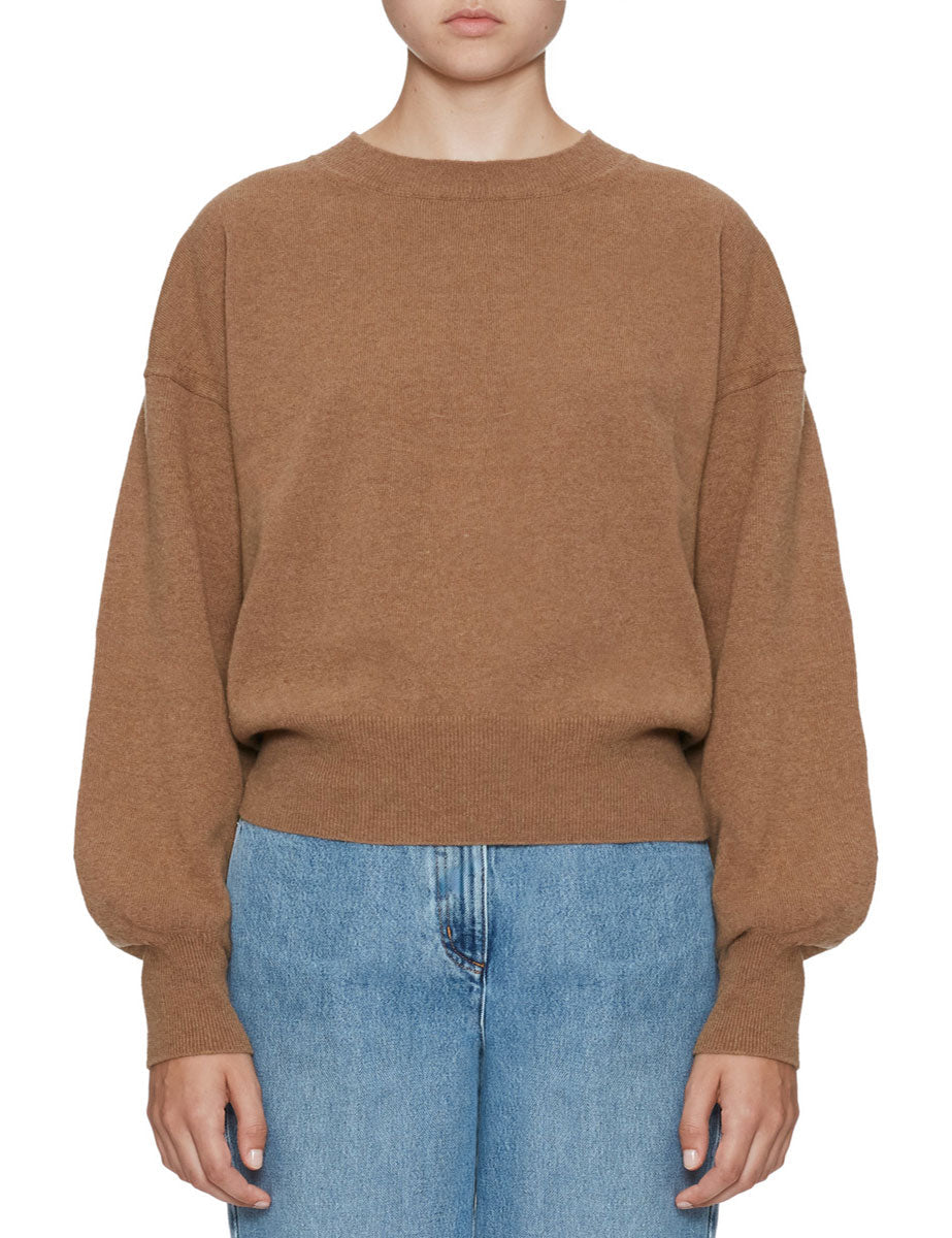 pullover girocollo manica palloncino cannella - jei-o - pullover