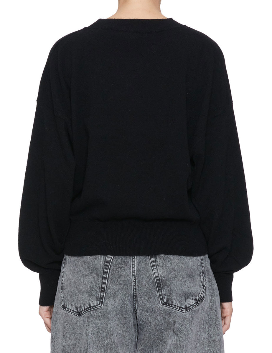 pullover girocollo manica palloncino nero - jei-o - pullover