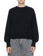 pullover girocollo manica palloncino nero - jei-o - pullover