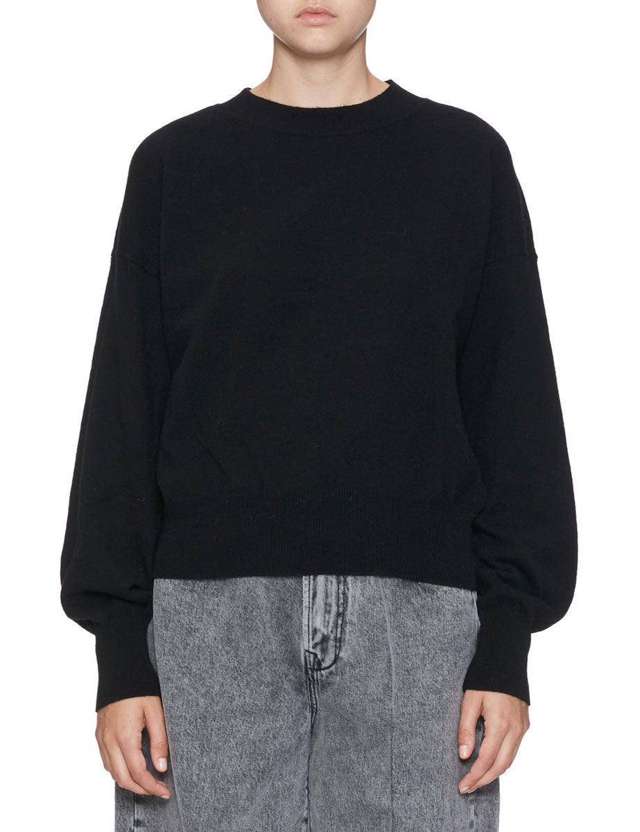 pullover girocollo manica palloncino nero - jei-o - pullover