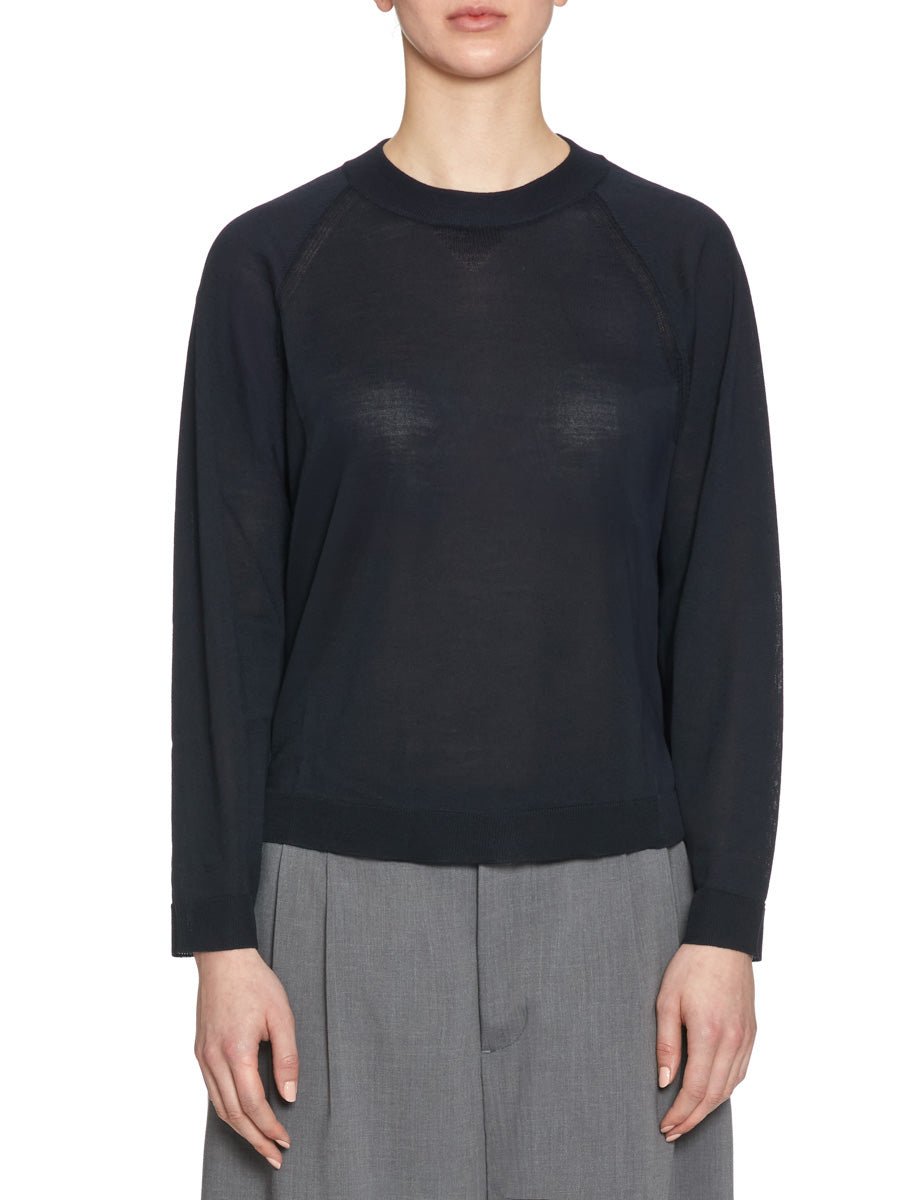 pullover girocollo merinos blu navy - roberto collina - pullover