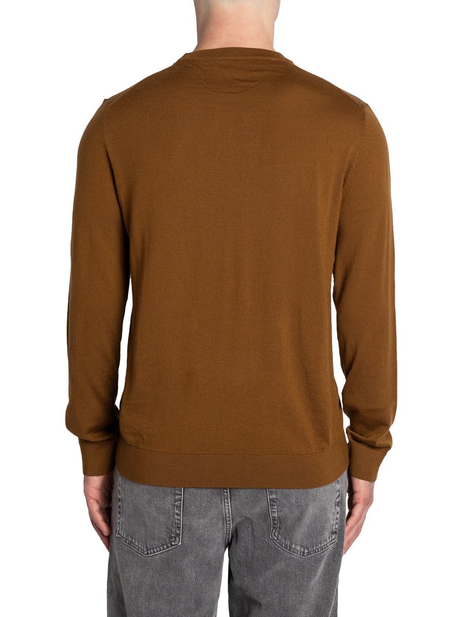 pullover girocollo merinos marrone terra bruciata - selected - pullover