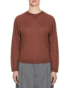 pullover girocollo merinos mattone - roberto collina - pullover