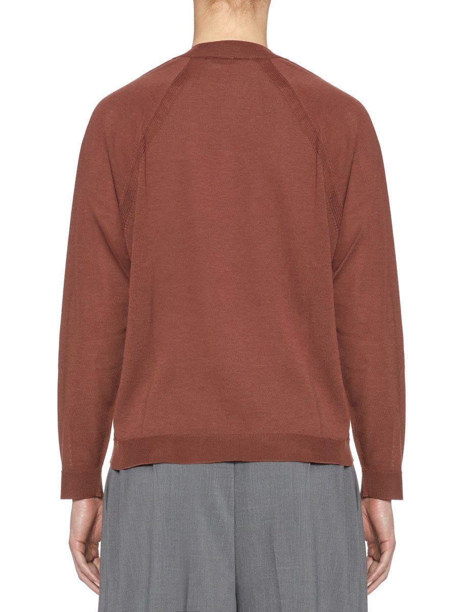 pullover girocollo merinos mattone - roberto collina - pullover