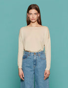 pullover girocollo merinos panna - roberto collina - pullover